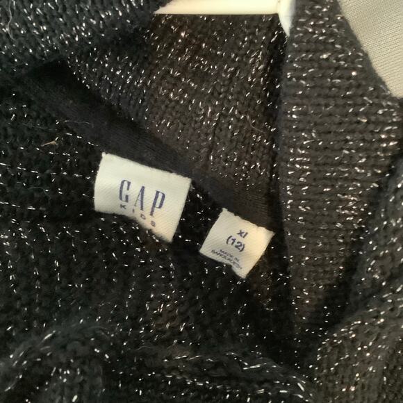 Gap Kids Black Silver Open Front Cardigan Sweater XL 12 - Picture 4 of 5